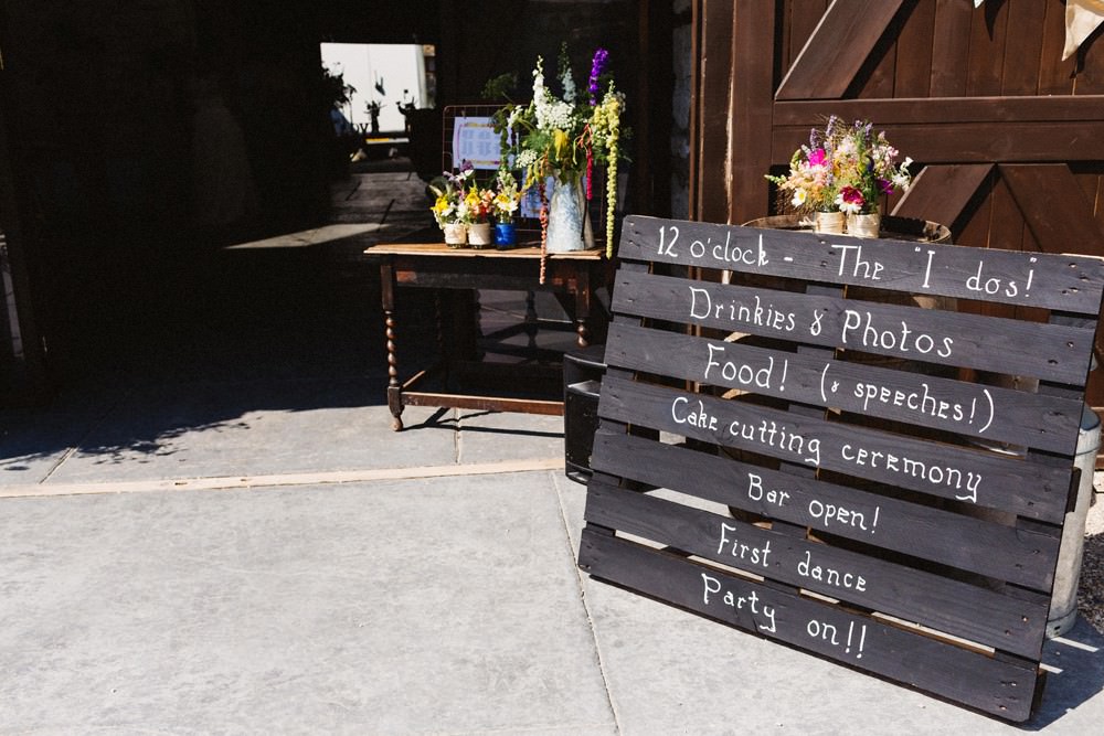 Wooden Pallet Sign Chalk Black Board Gorwell Farm Wedding Jason Williams Photography
