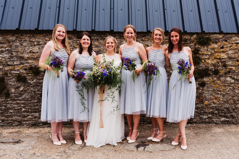 Bridesmaids Short Grey Dresses Gorwell Farm Wedding Jason Williams Photography