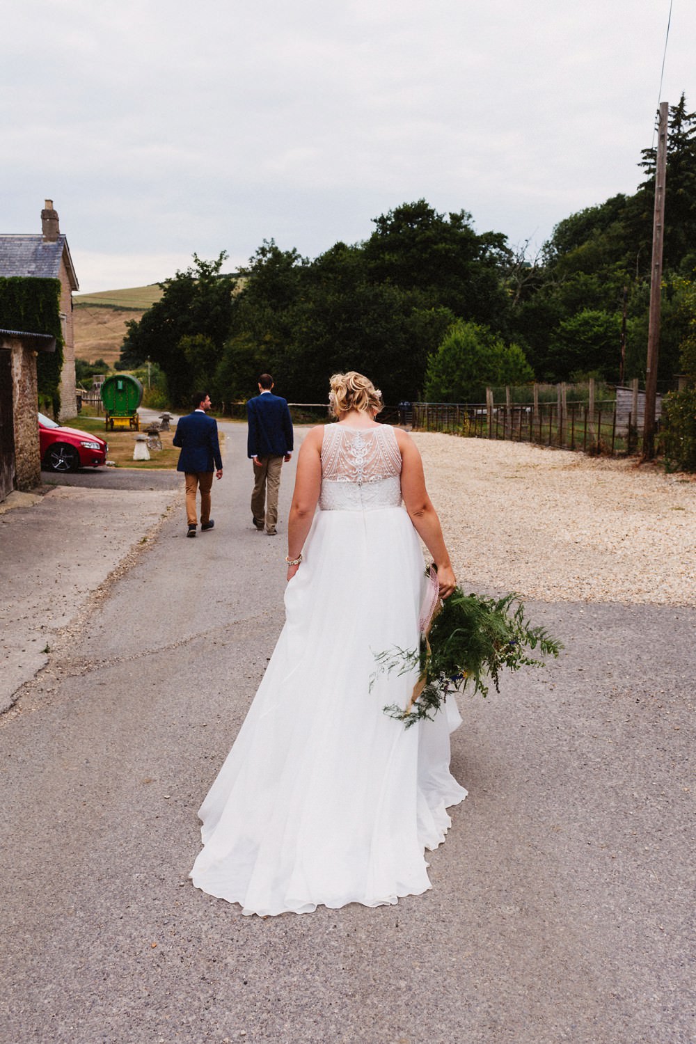 Dress Gown Bride Bridal Beaded Straps Train Gorwell Farm Wedding Jason Williams Photography