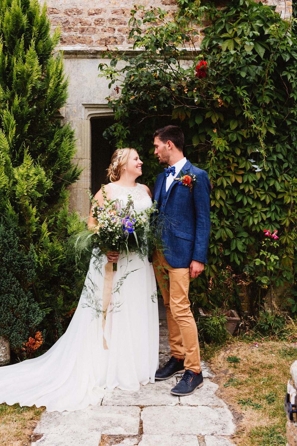 Bouquet Bride Bridal Flowers Wild Natural Ribbon Greenery Gorwell Farm Wedding Jason Williams Photography