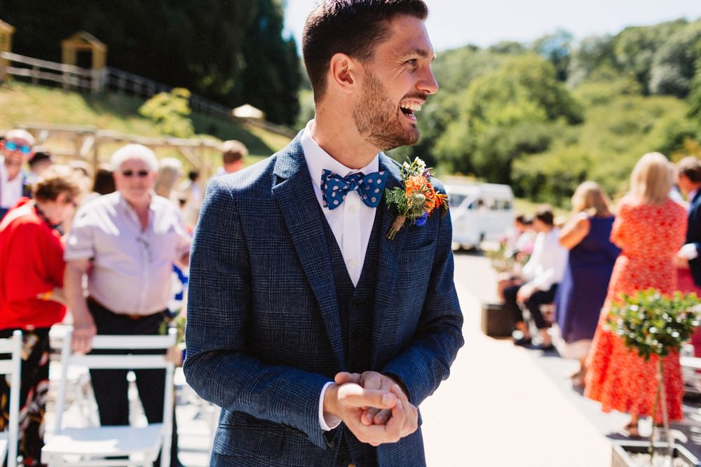 Groom Navy Suit Jacket Bow Tie Tan Chinos Groomsmen Gorwell Farm Wedding Jason Williams Photography