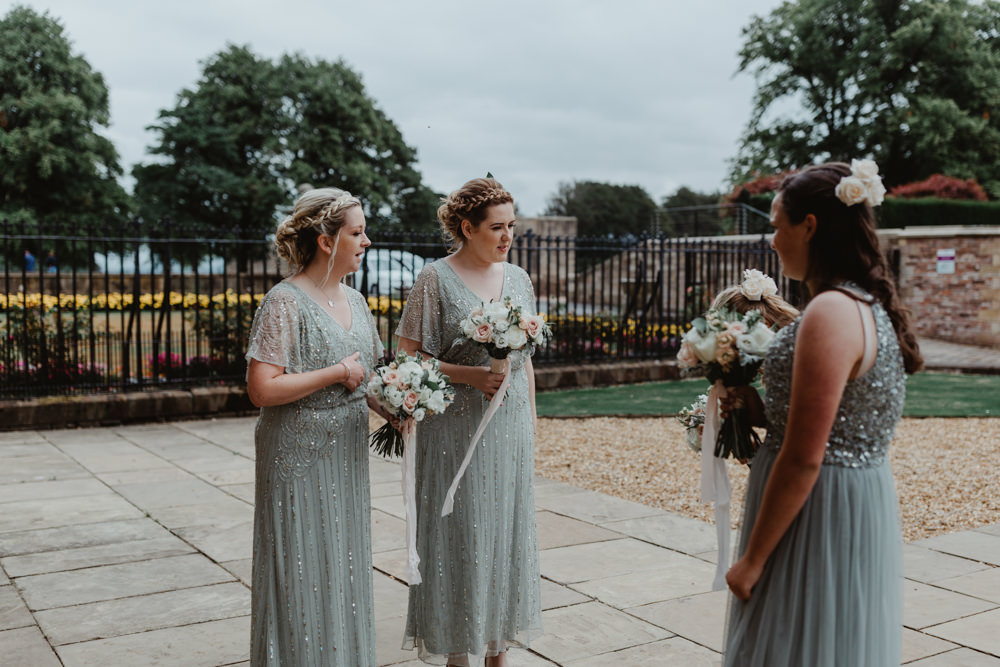 Green Sage Bridesmaids Embellished Mismatched Hobbit Hill Wedding Stevie Jay Photography
