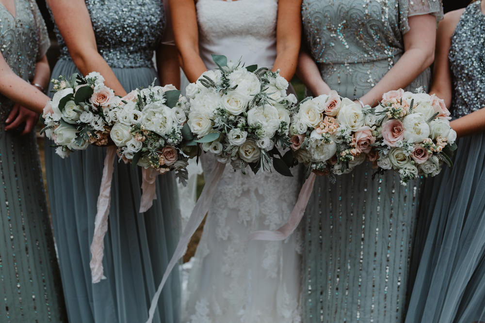 Bouquet Bride Bridal Rose Peony White Blush Ribbon Hobbit Hill Wedding Stevie Jay Photography