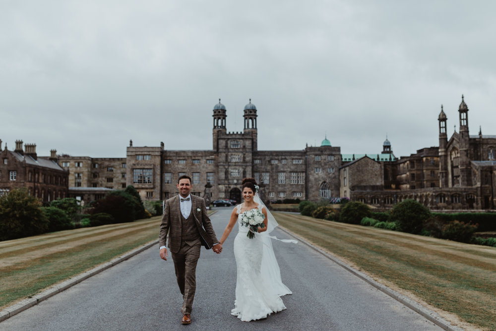 Bride Bridal Lace Overlay Straps Veil Tweed Three Piece Suit Waistcoat Hobbit Hill Wedding Stevie Jay Photography