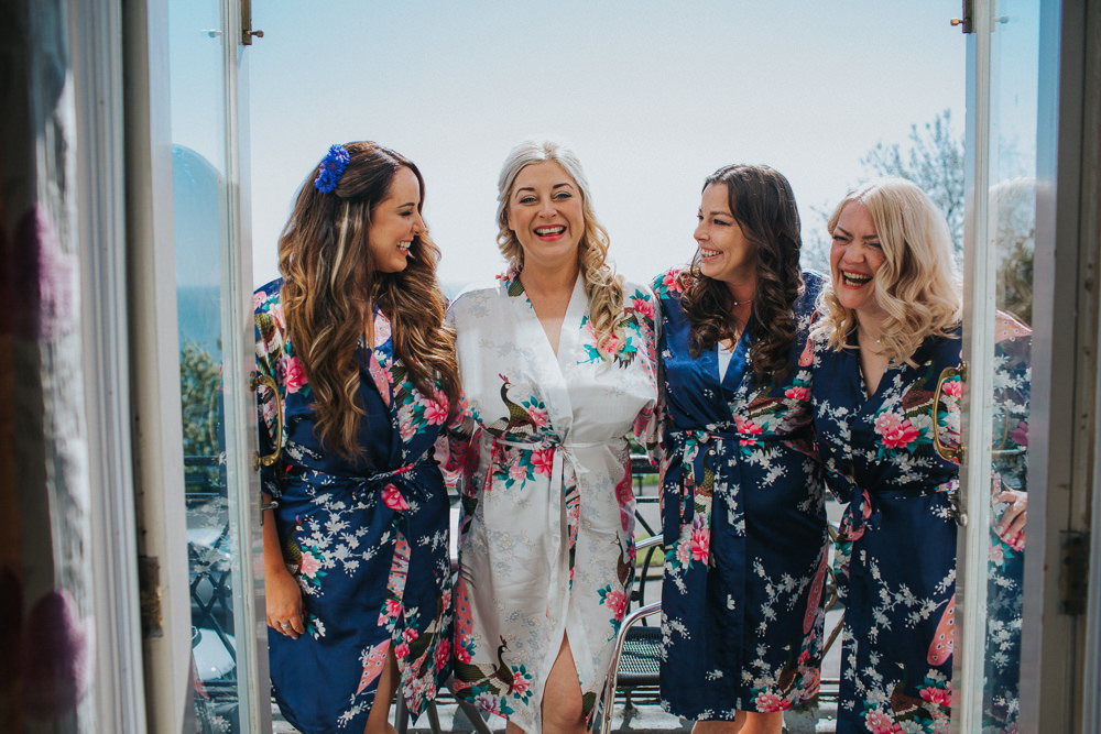 Bride Bridal Gown Floral Silk Robe Bridesmaids Minnehaha Events Wedding Lisa Webb Photography