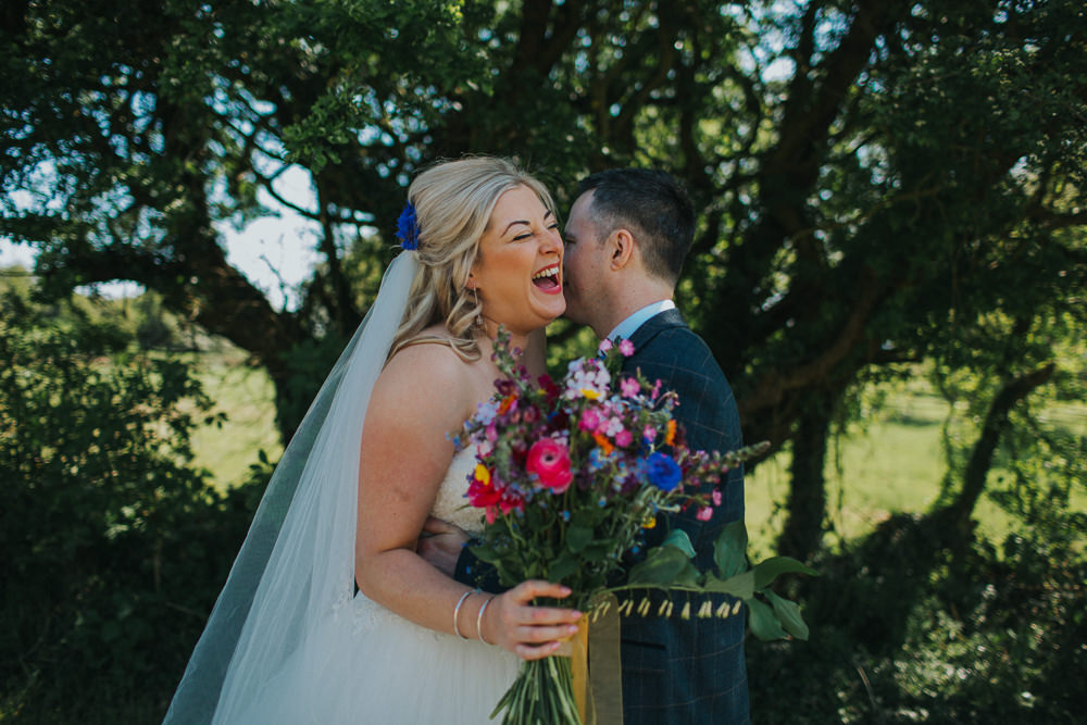 Bride Bridal Dress Gown Sweetheart Neckline Lace Princess A Line Tweed Three Piece Suit Groom Veil Wildflower Meadow Bouquet Minnehaha Events Wedding Lisa Webb Photography