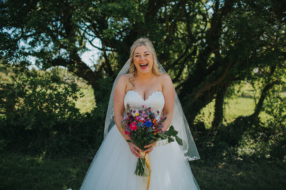 Bride Bridal Dress Gown Sweetheart Neckline Lace Princess A Line Veil Wildflower Meadow Bouquet Minnehaha Events Wedding Lisa Webb Photography