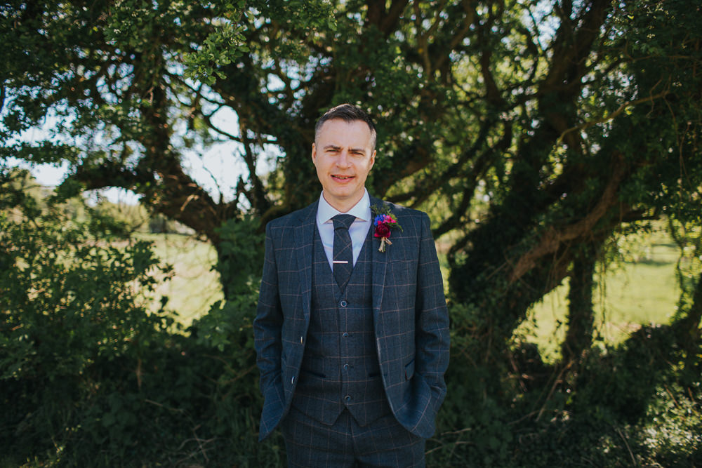 Three Piece Suit Groom Waistcoat Tweed Minnehaha Events Wedding Lisa Webb Photography