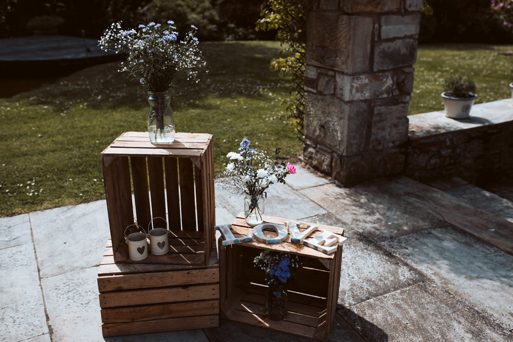 Wooden Crate Decor Flowers Windmill Barn Wedding Pocket Square Photography