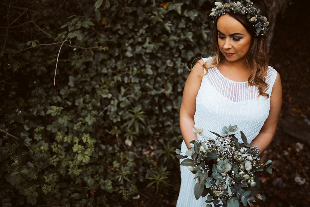 Bride Bridal Flower Crown Flowers Greenery Foliage Eucalyptus Gypsophila Windmill Barn Wedding Pocket Square Photography