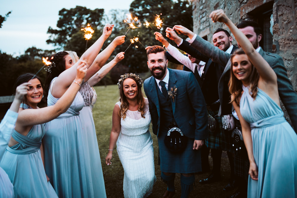 Sparkler Send Off Exit Windmill Barn Wedding Pocket Square Photography