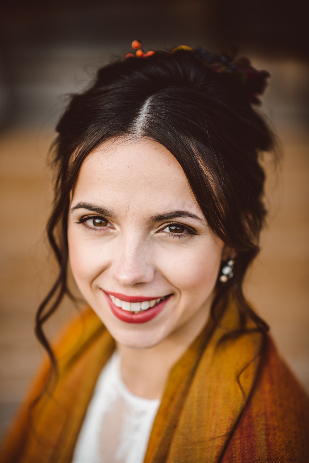 Bride Bridal Make Up Beauty Red Lip Rustic Christmas Wedding Ideas Dhw Photography