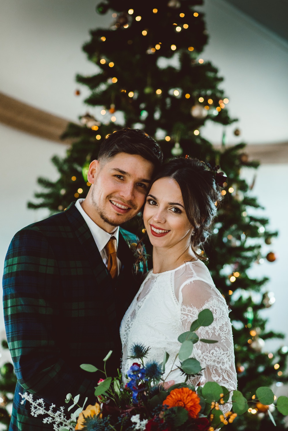 Tree Decorations Rustic Christmas Wedding Ideas Dhw Photography