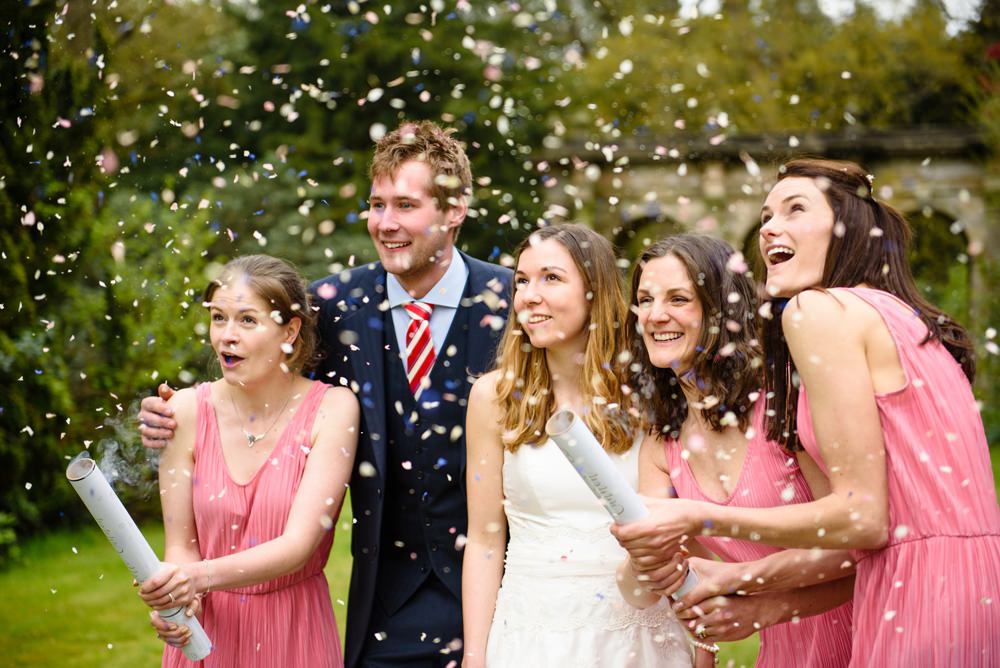 Shropshire Petals Large Confetti Cannon with Bride, Groom and Bridesmaids with Kaleidoscope Mix