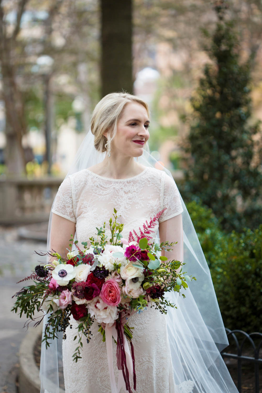 Dress Gown Lace Sheer Bride Bridal Sleeves Veil Stotesbury Mansion Wedding Mariya Stecklair Photography
