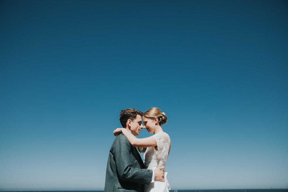 Bride Bridal Fitted Dress Silk Lace Overlay Kilt Groom Strawberry Barn Wedding Jen Owens Images