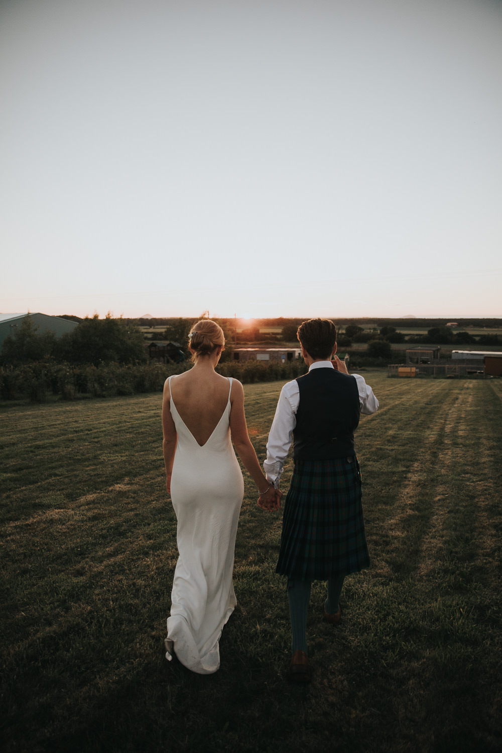 Bride Bridal Fitted Dress Silk Low Back Strappy Kilt Groom Strawberry Barn Wedding Jen Owens Images