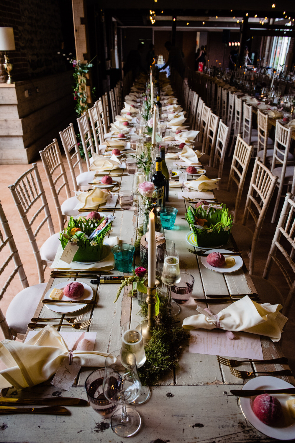 Long Tables Decor Candles Flowers West Lexham Wedding James Powell Photography