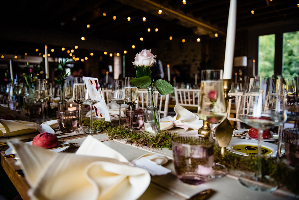 Barn Decor Flowers Fairy Lights West Lexham Wedding James Powell Photography