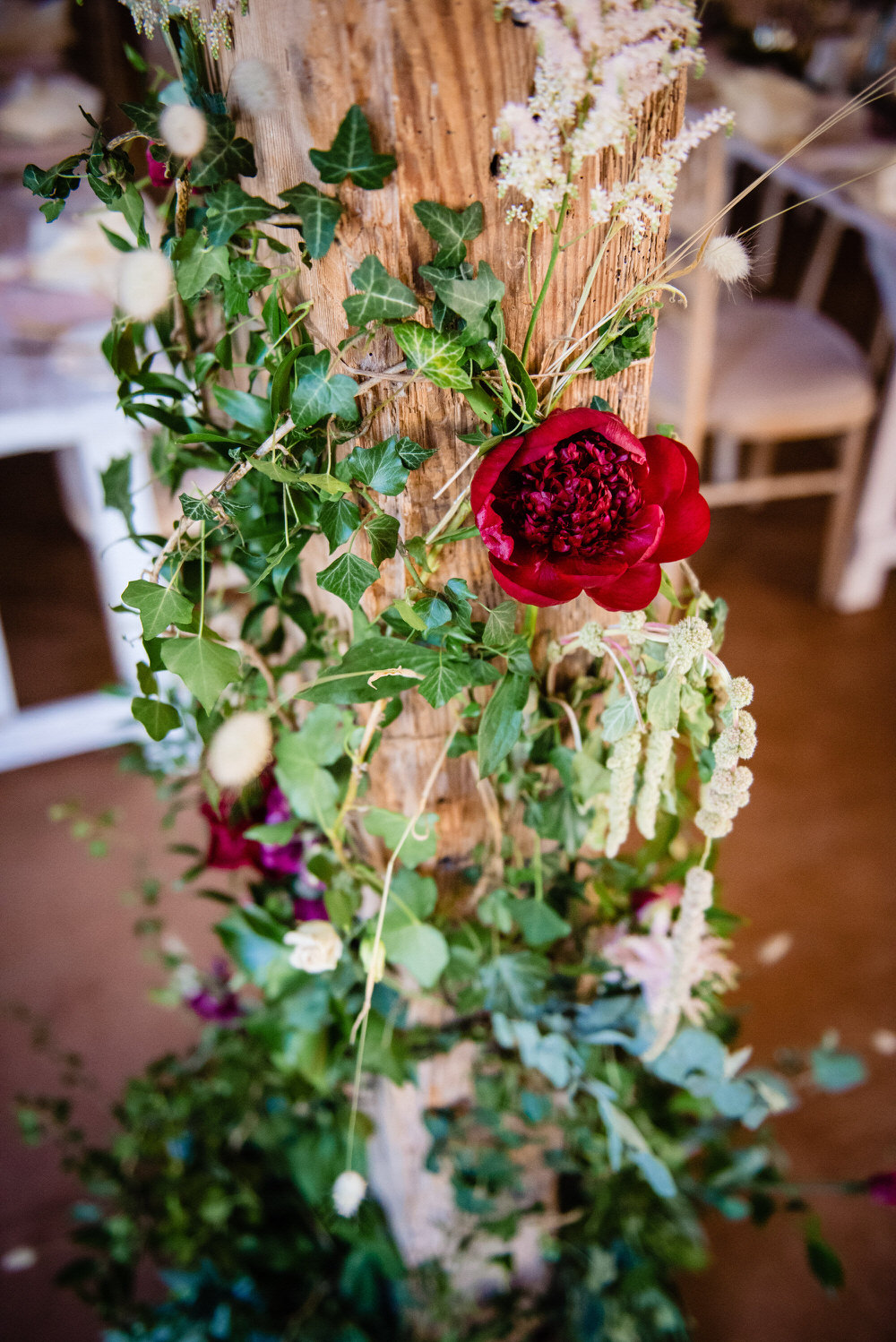 Flowers Greenery Foliage Barn West Lexham Wedding James Powell Photography
