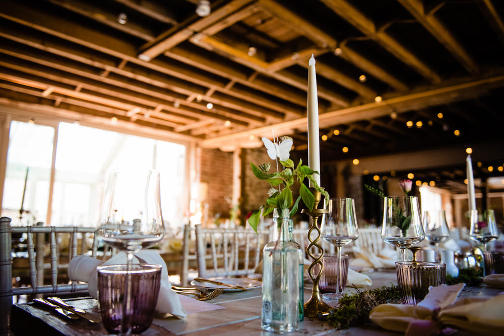 Barn Decor Flowers Fairy Lights West Lexham Wedding James Powell Photography