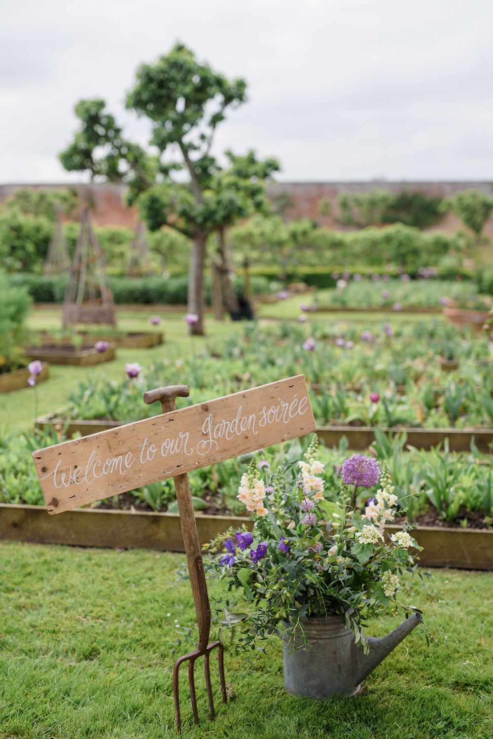 Garden Wedding Allotment Calligraphy Sign Babington House Wedding Ria Mishaal Photography