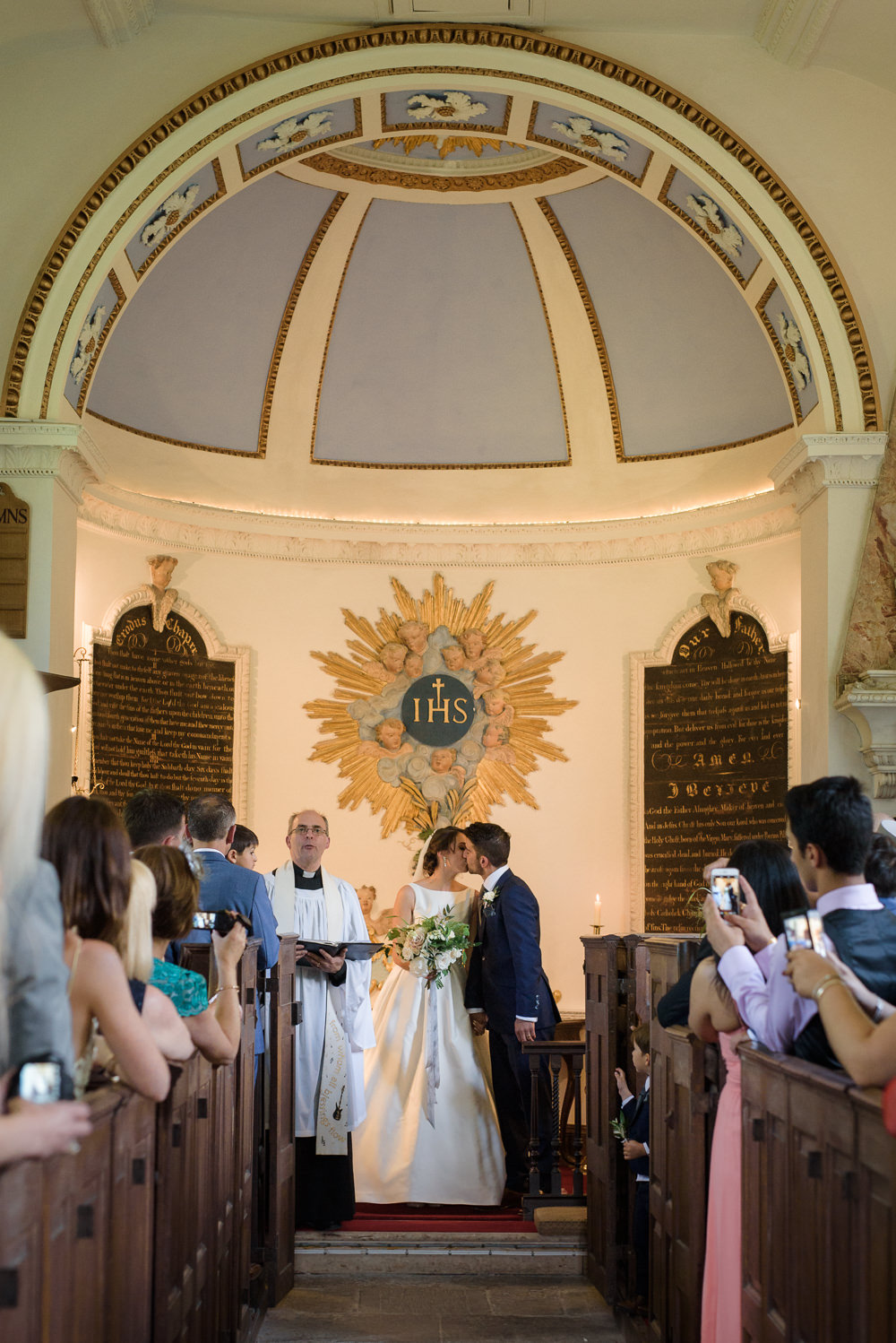 Bride Bridal A Line Dress Straps Sleeveless Silk Boat Neck Neck Blue Suit Groom Veil Babington House Wedding Ria Mishaal Photography