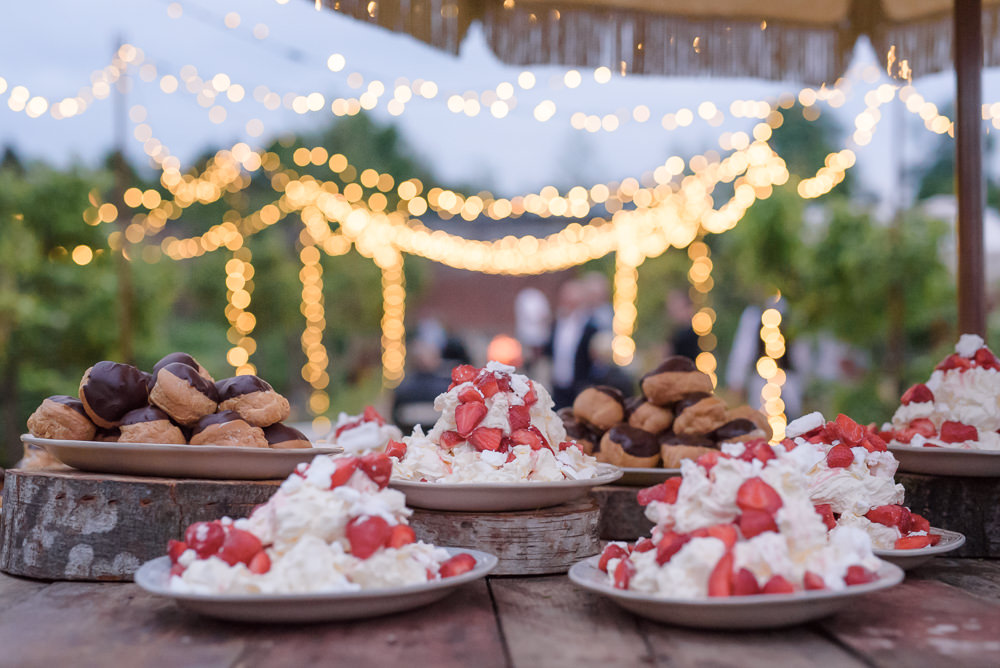 Pavlova Dessert Outdoors Babington House Wedding Ria Mishaal Photography