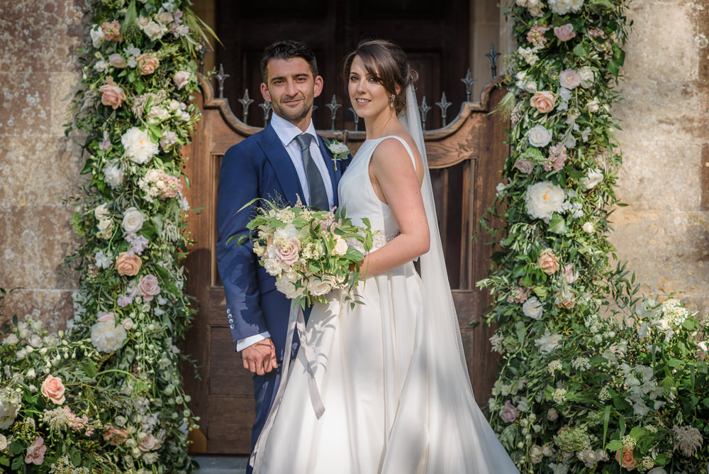 Bride Bridal A Line Dress Straps Sleeveless Silk Boat Neck Neck Blue Suit Groom Veil Babington House Wedding Ria Mishaal Photography