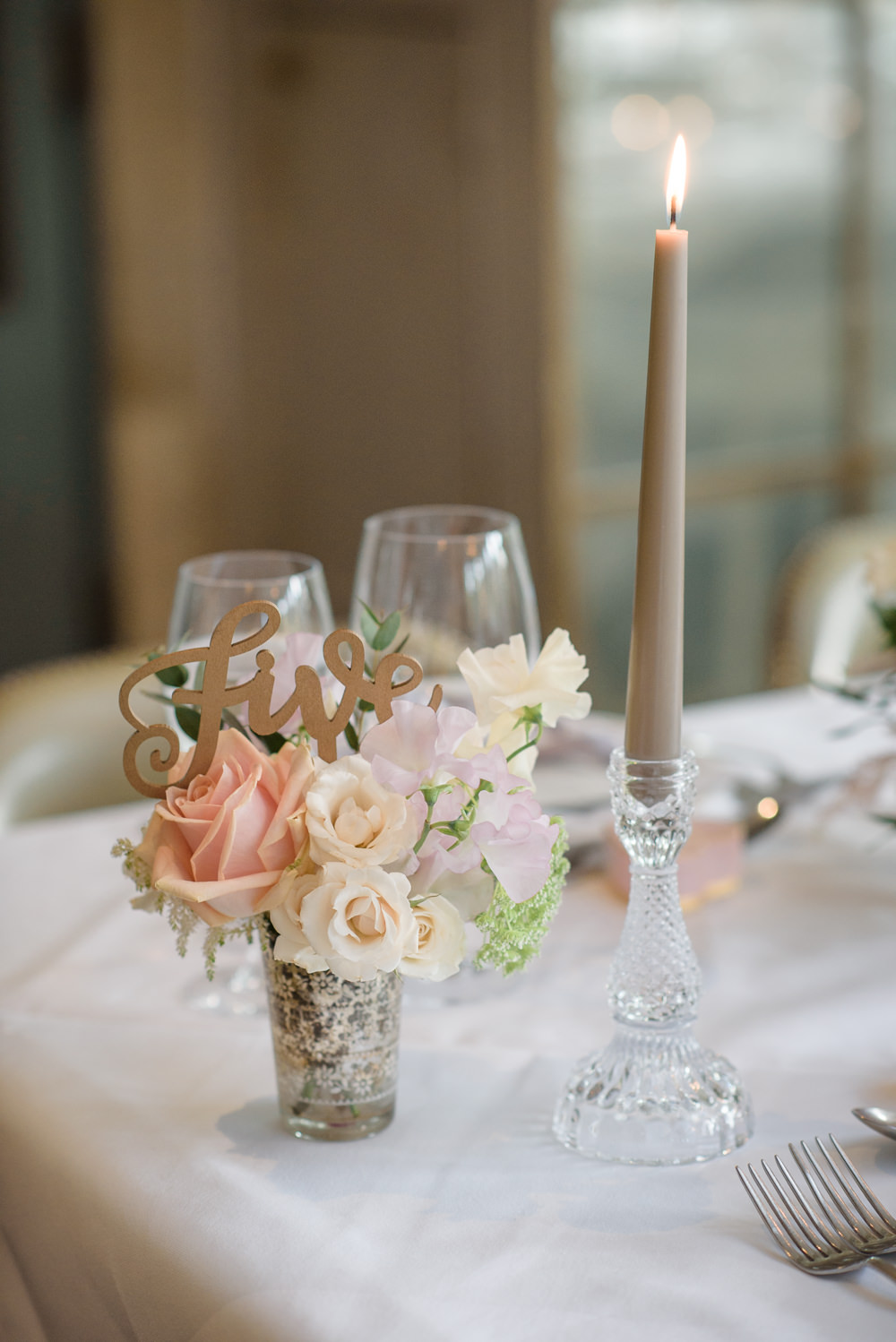 Table Number Laser Cut Wooden Calligraphy Votive Glass Candlestick Babington House Wedding Ria Mishaal Photography