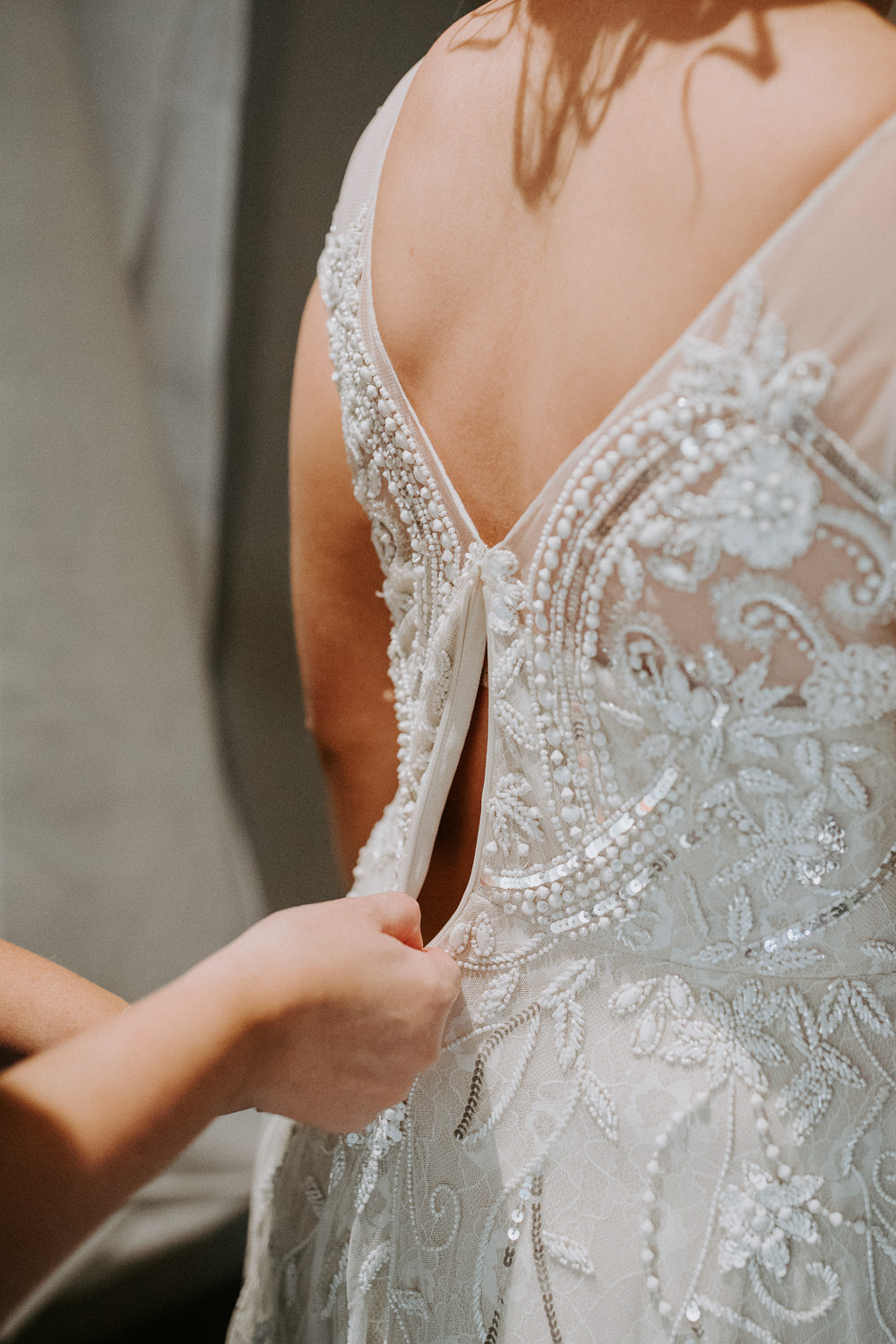 Dress Gown Bride Bridal Back Beaded Phase Eight Barn Upcote Wedding Siobhan Beales Photography