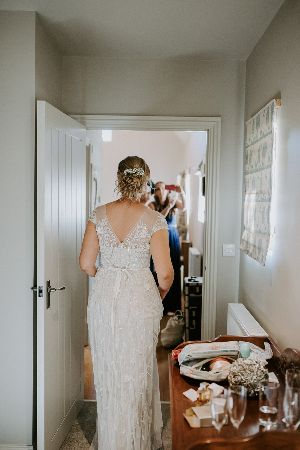 Dress Gown Bride Bridal Back Beaded Phase Eight Barn Upcote Wedding Siobhan Beales Photography