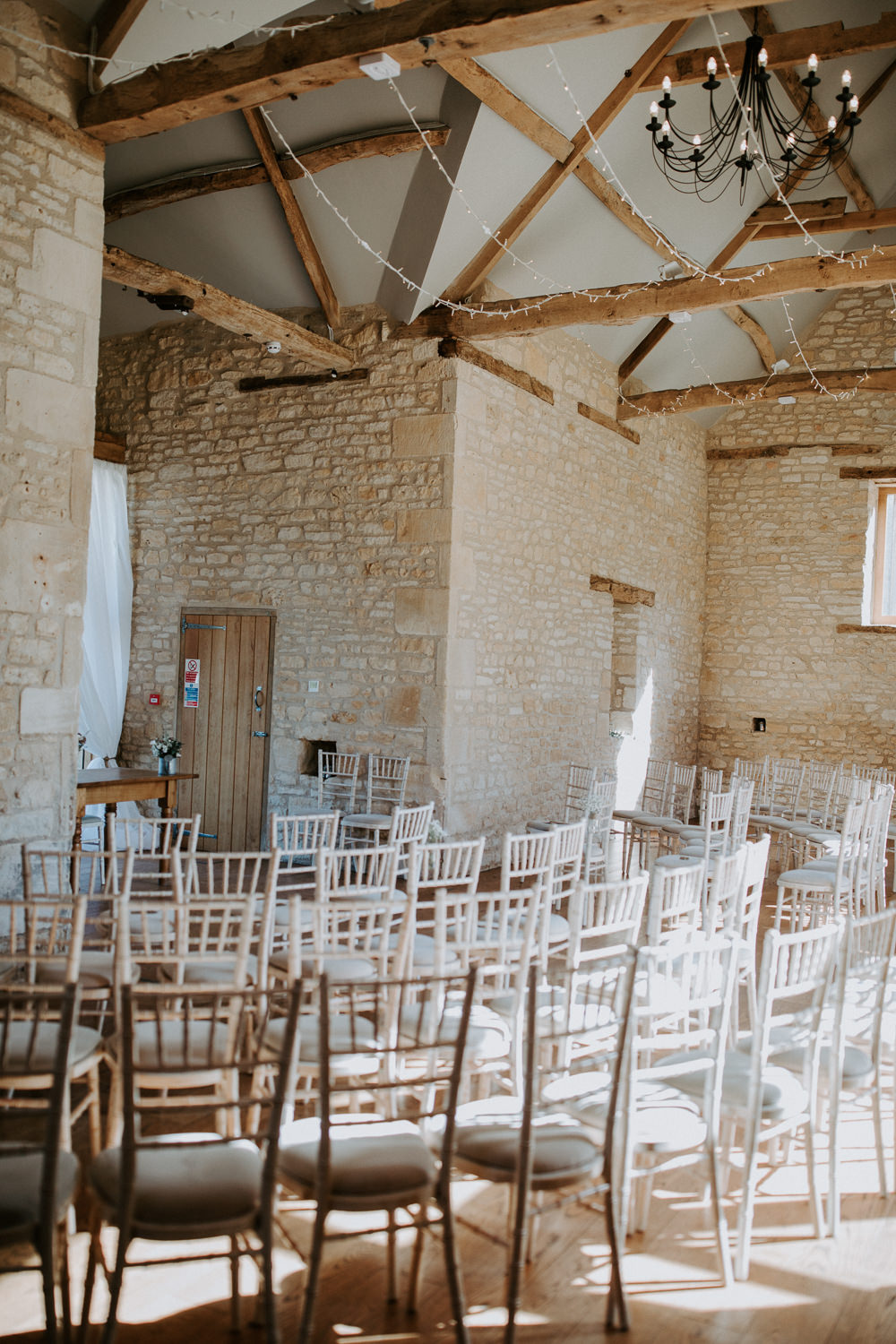 Ceremony Chairs Set Up Barn Upcote Wedding Siobhan Beales Photography