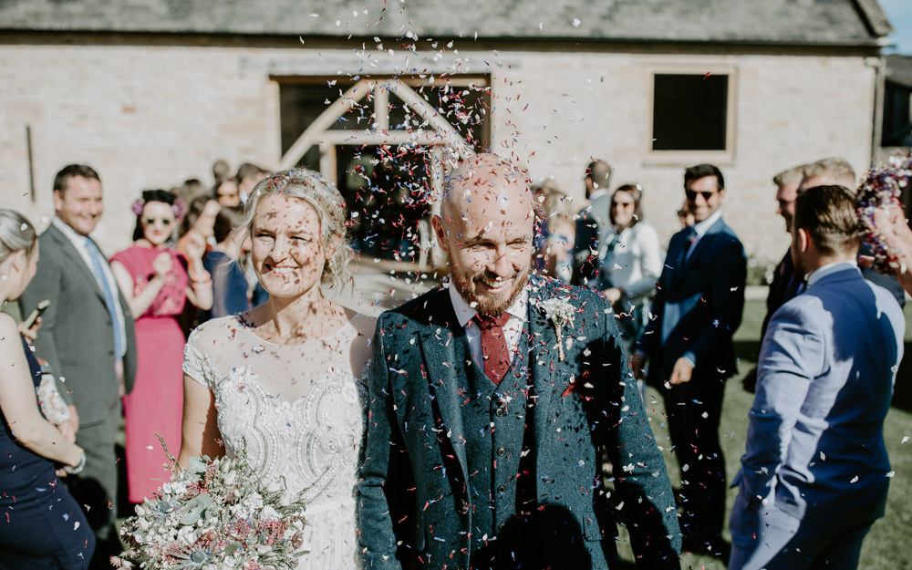 Confetti Throw Barn Upcote Wedding Siobhan Beales Photography