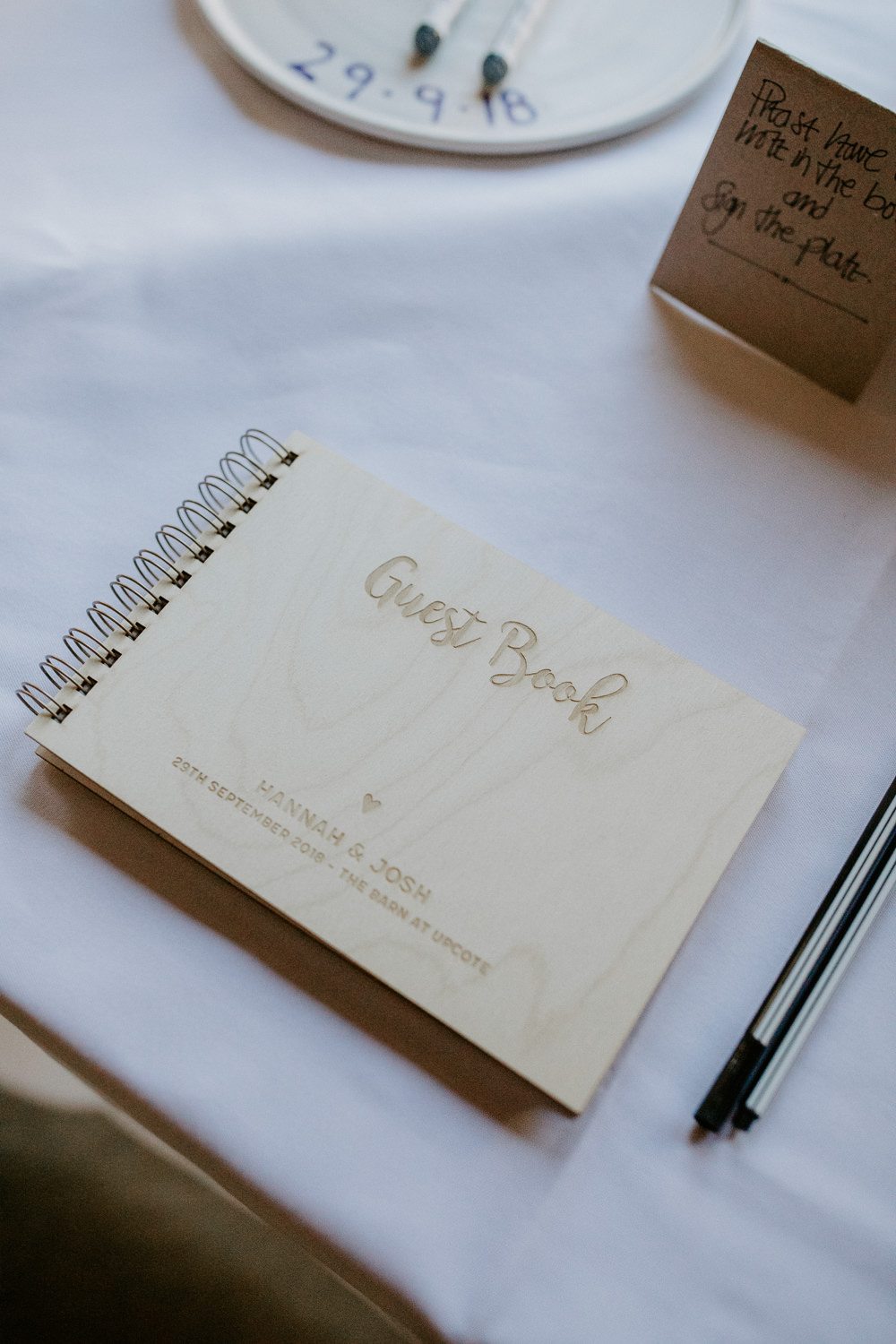 Wooden Guest Book Barn Upcote Wedding Siobhan Beales Photography