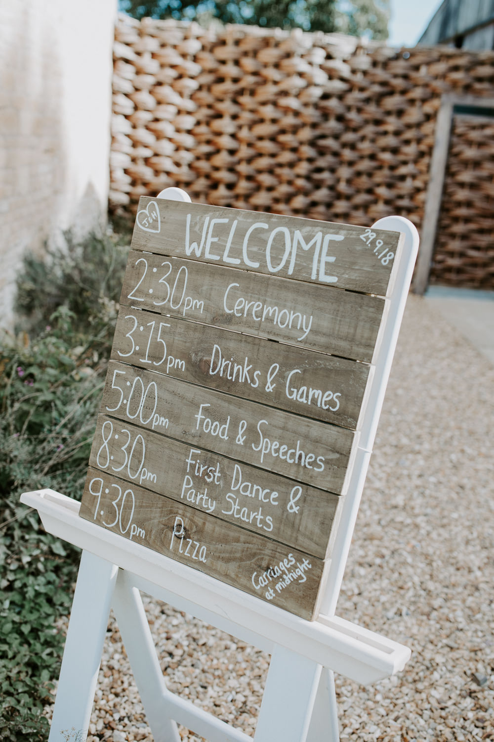 Wooden Sign Signage Calligraphy Lettering Barn Upcote Wedding Siobhan Beales Photography