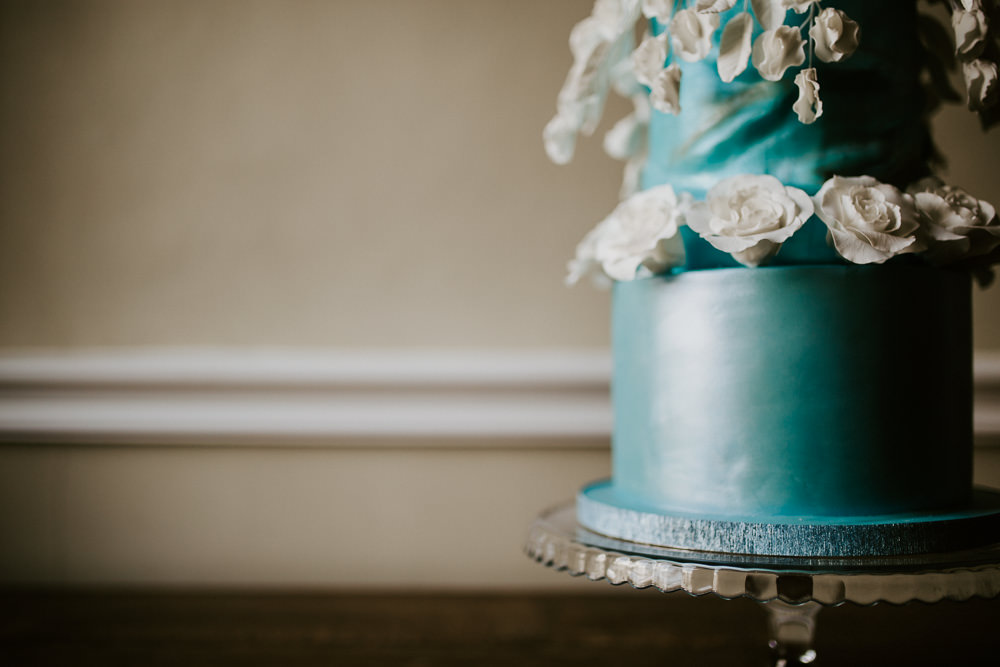 Cake Gold Flowers Tier Blue Rich Romantic Wedding Ideas Daze of Glory Photography Catherine Spiller Photography