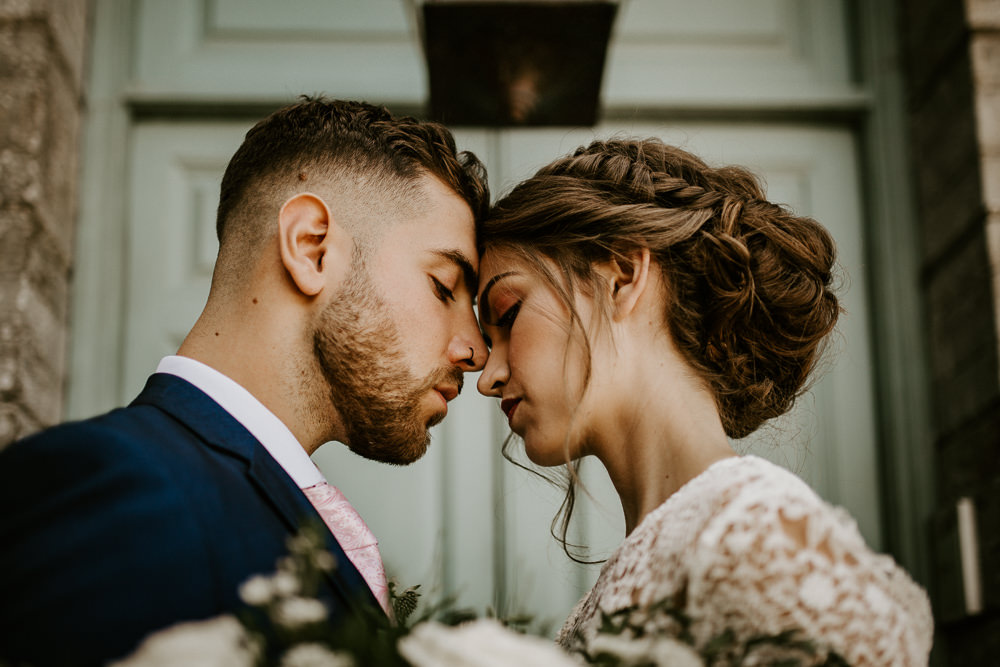 Hair Bride Bridal Style Up Do Plait Braid Halo Accessory Blue Rich Romantic Wedding Ideas Daze of Glory Photography Catherine Spiller Photography