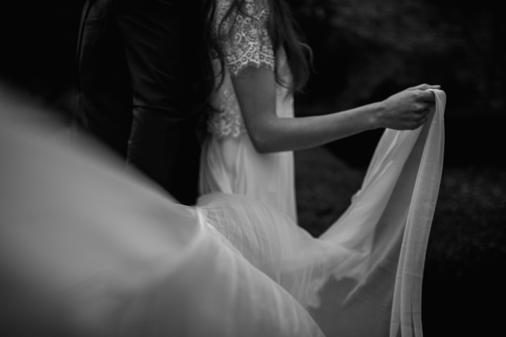 Dress Bride Bridal Gown Tulle Skirt Short Sleeves Blue Rich Romantic Wedding Ideas Daze of Glory Photography Catherine Spiller Photography