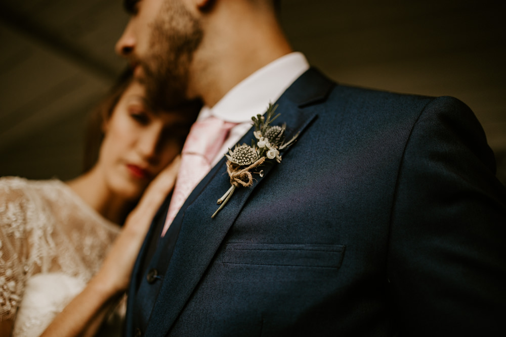 Thistle Groom Buttonhole Flowers Blue Rich Romantic Wedding Ideas Daze of Glory Photography Catherine Spiller Photography