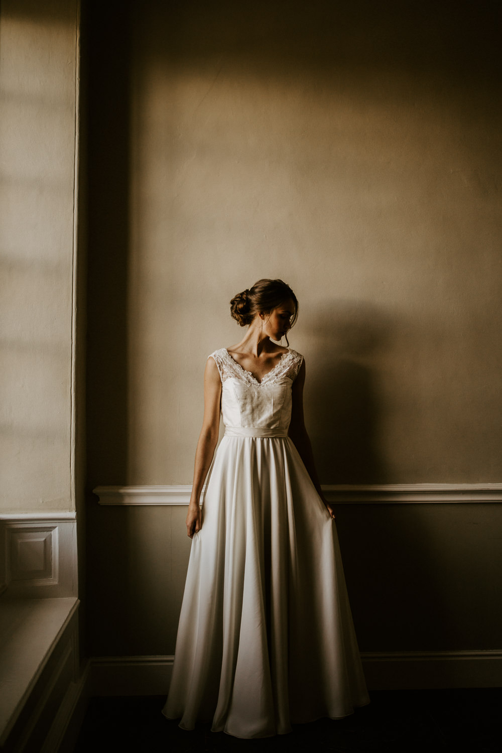 Dress Bride Bridal Gown Bow Back Lace Blue Rich Romantic Wedding Ideas Daze of Glory Photography Catherine Spiller Photography