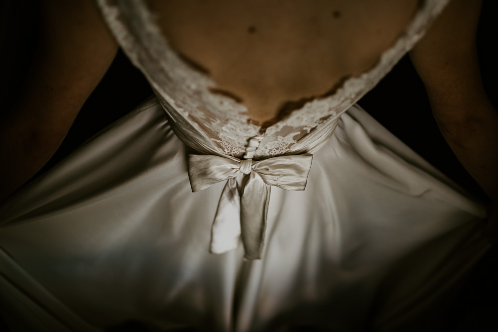 Dress Bride Bridal Gown Bow Back Lace Blue Rich Romantic Wedding Ideas Daze of Glory Photography Catherine Spiller Photography