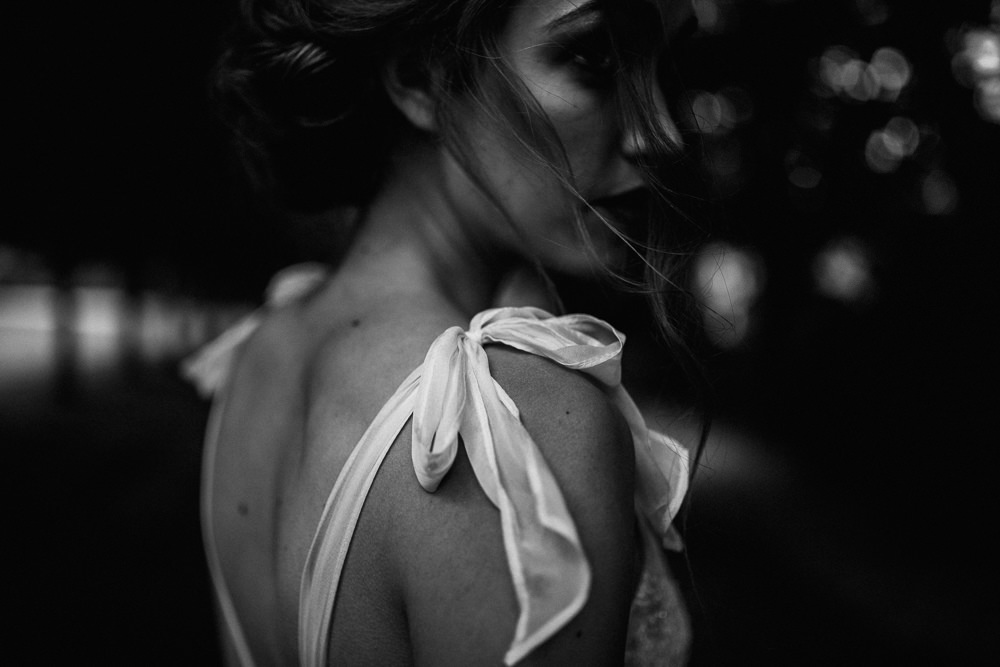 Dress Bride Bridal Gown Straps Bow Blue Rich Romantic Wedding Ideas Daze of Glory Photography Catherine Spiller Photography