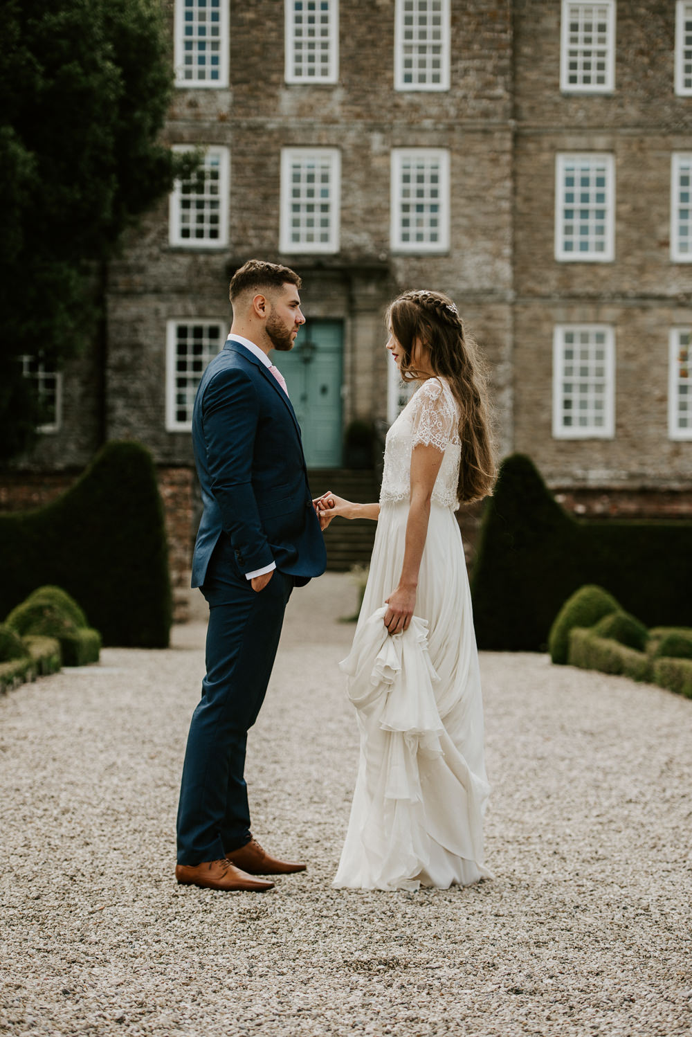 Dress Bride Bridal Gown Tulle Skirt Short Sleeves Blue Rich Romantic Wedding Ideas Daze of Glory Photography Catherine Spiller Photography