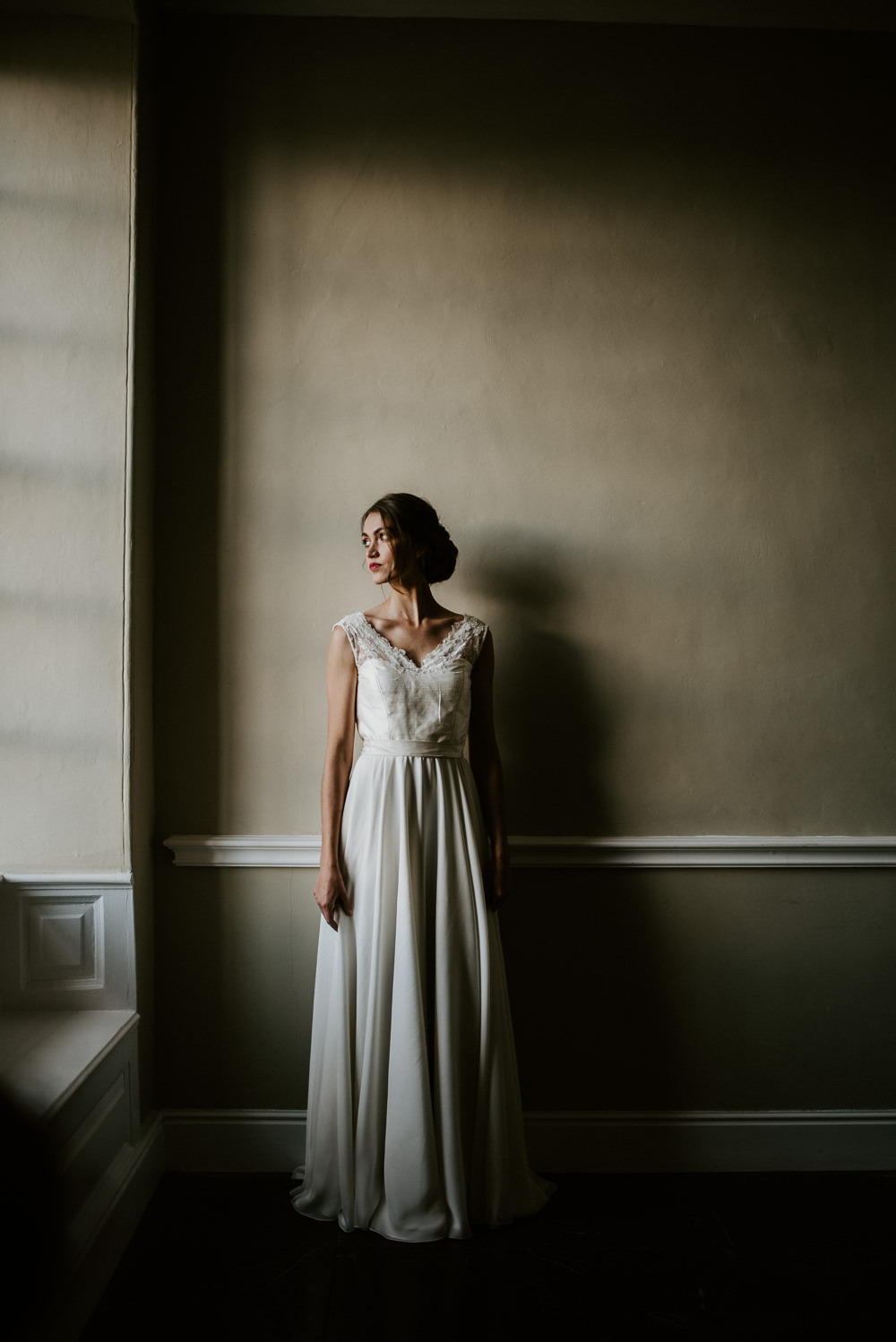 Dress Bride Bridal Gown Bow Back Lace Blue Rich Romantic Wedding Ideas Daze of Glory Photography Catherine Spiller Photography