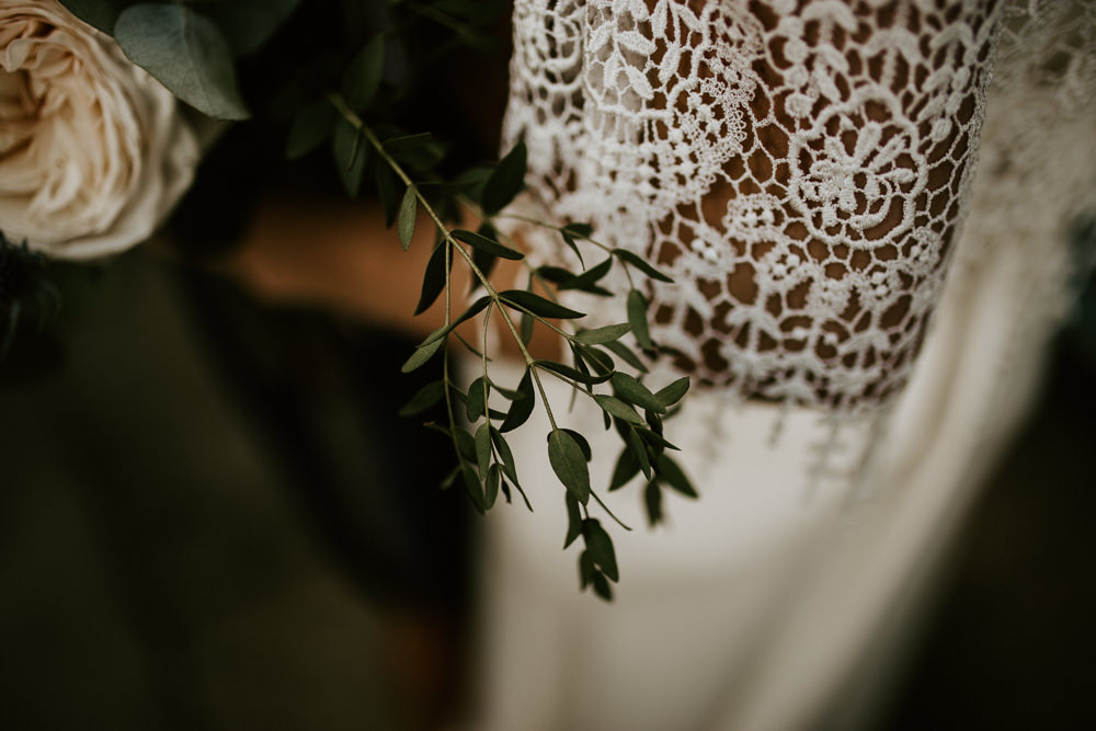 Dress Bride Bridal Gown Fringe Tassel Skirt Sleeves Blue Rich Romantic Wedding Ideas Daze of Glory Photography Catherine Spiller Photography