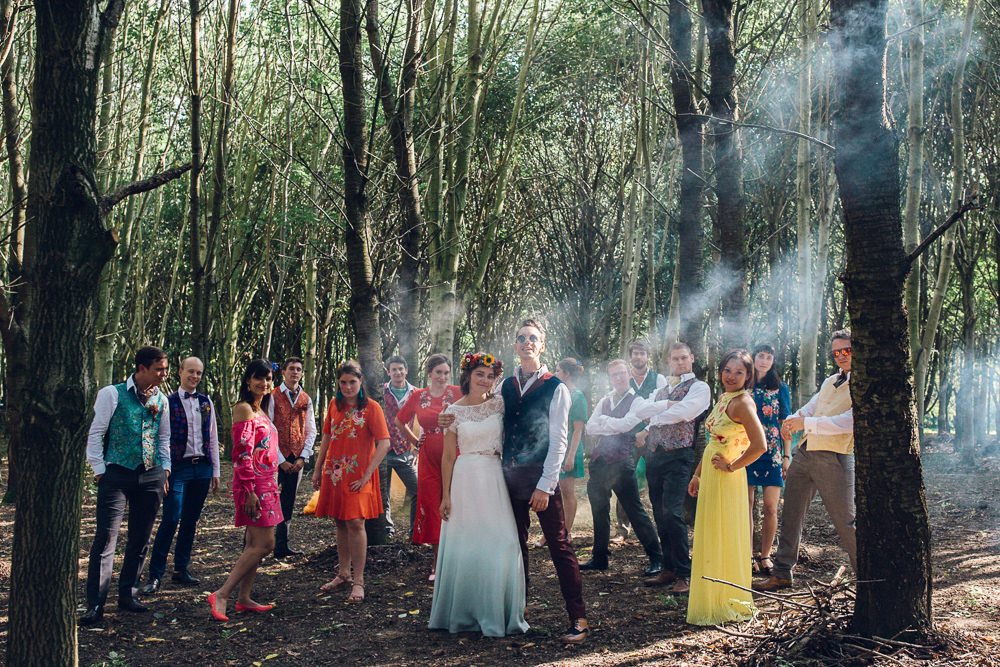 Smoke Bomb Portraits Photos Bright Camp Festival Wedding Chloe Lee Photography