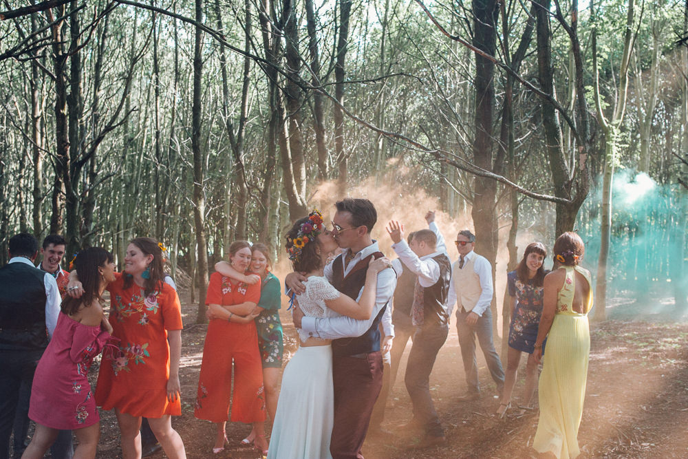 Smoke Bomb Portraits Photos Bright Camp Festival Wedding Chloe Lee Photography