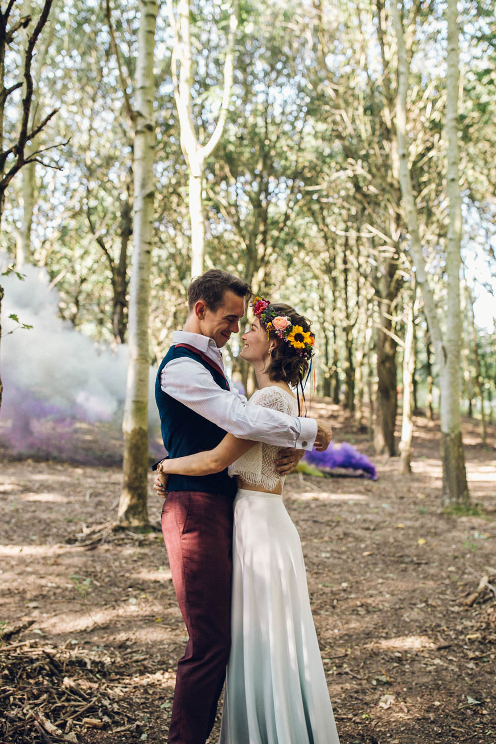 Smoke Bomb Portraits Photos Bright Camp Festival Wedding Chloe Lee Photography