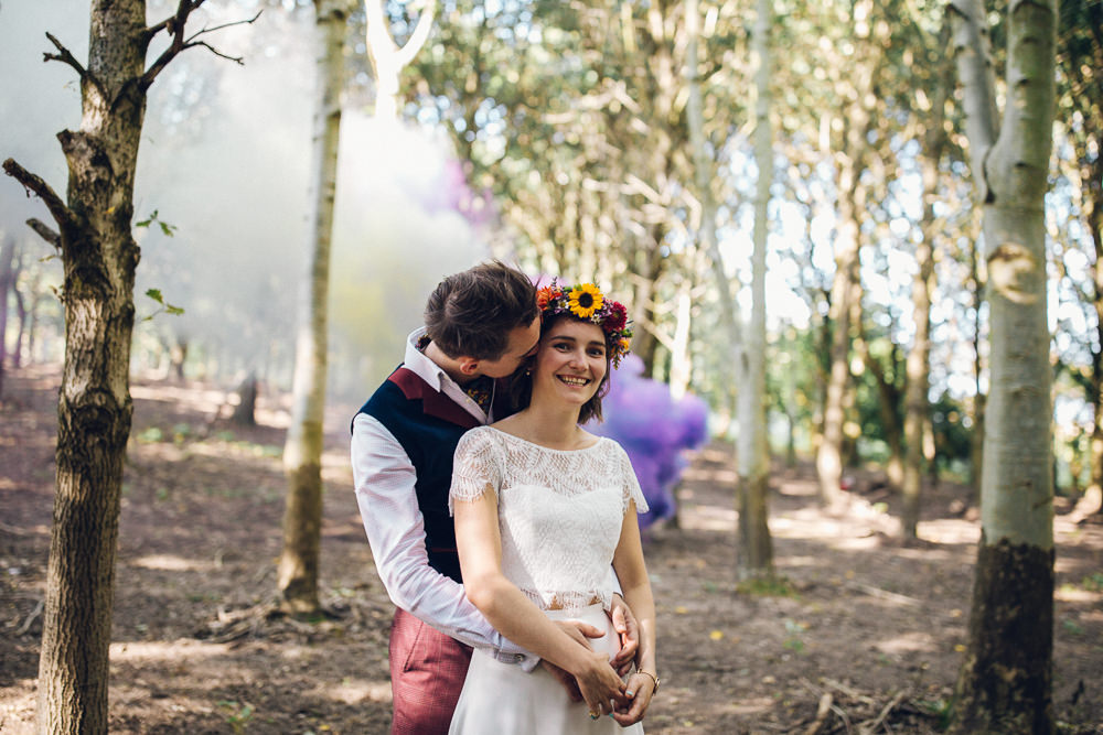 Smoke Bomb Portraits Photos Bright Camp Festival Wedding Chloe Lee Photography